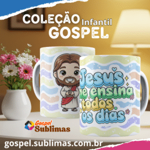 Pack 06 – Caneca Gospel Infantil- 15 Artes Exclusivas + Mockups Profissionais
